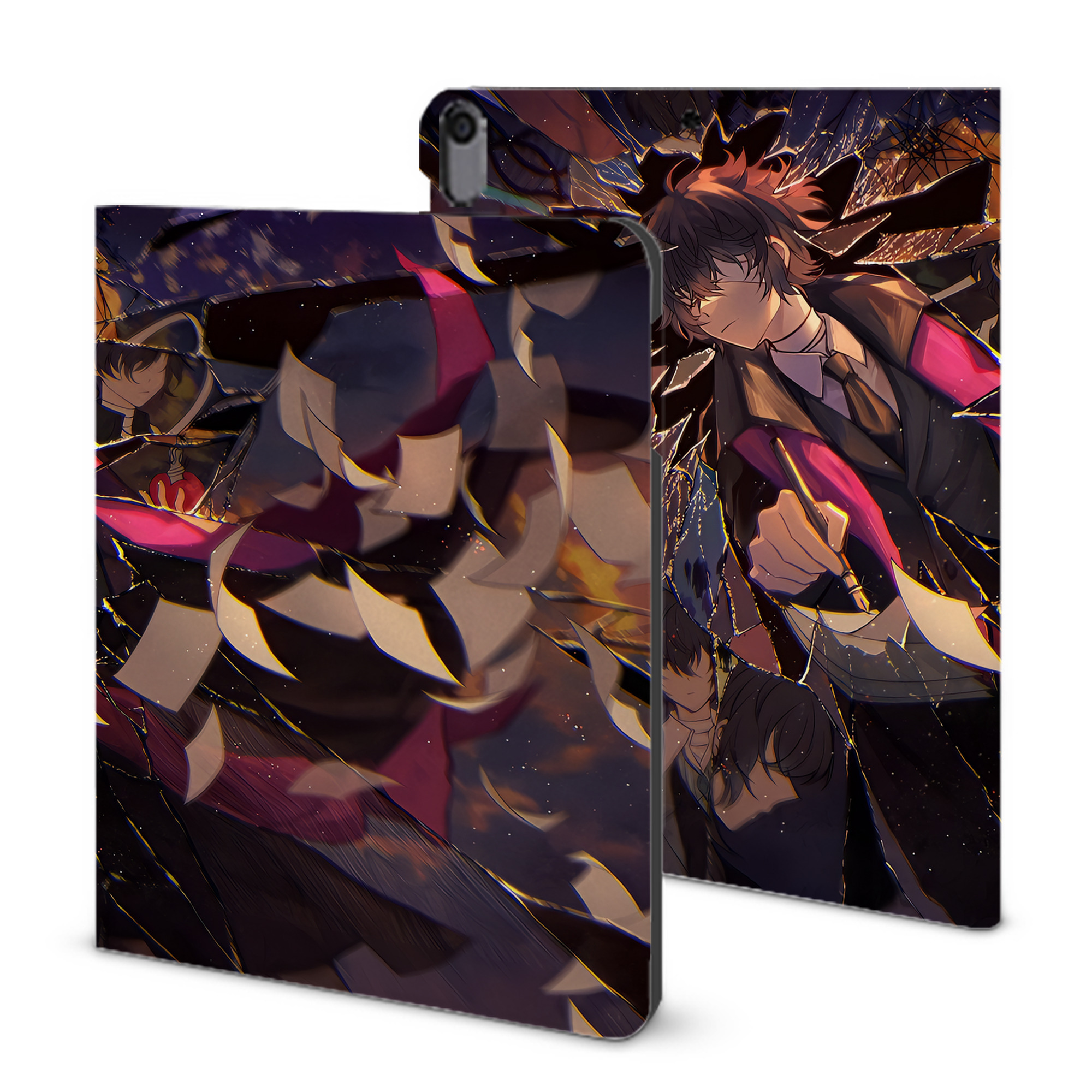 （画像用） 文豪ストレイドッグス Bungo Stray Dogs IPad ケース ブック型 PUレザー TPU 耐衝撃 軽量 薄型 ペン収納なし 全面保護 IPad 各モデル対応